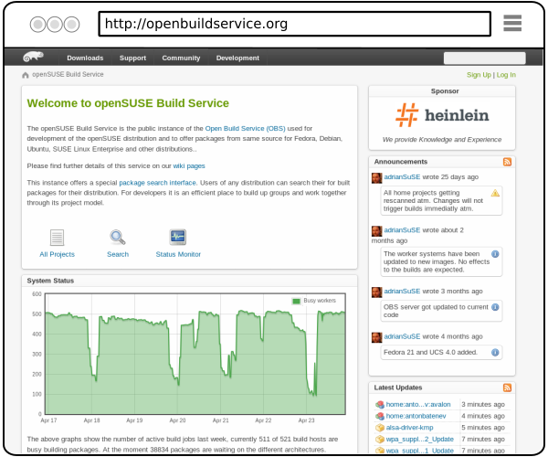 A screenshot of the Open Build Service Interface